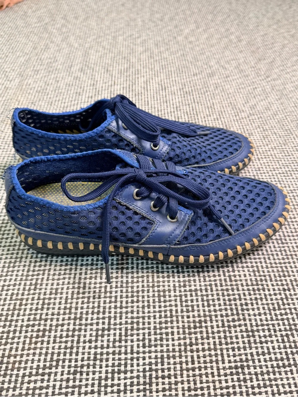 Women’s Navy Blue Breathable Mesh Nautical Lace-Up Shoes